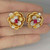 Big Ruby Diamond Flower Earrings 14K Gold 1950s Big Gold Natural Ruby Earrings