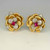 OOAK Large Ruby Diamond 14K Gold 1950s Flower Earrings