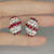 Big Unheated Ruby Diamond Dome Earrings 18K White Gold c1950s