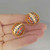 Ruby Sapphire Diamond Striped Earrings 14K Gold Button Dome
