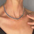 Unheated Deep Blue Sapphire Diamond 14K Collar Tennis Necklace