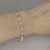 Unheated Rainbow Sapphire Diamond Tennis Bracelet 14K Gold Green Blue Padparadscha Yellow