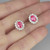 Unheated Padparadscha Sapphire Diamond Stud Earrings 18K Gold