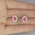 Unheated Padparadscha Sapphire Diamond Stud Earrings 18K Gold