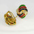 1950s Ruby Emerald Sapphire Diamond Earrings 18K Gold Swirl
