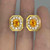 Dazzling Golden Yellow Sapphire Diamond Luxury 14K Gold Earrings