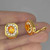 Dazzling Golden Yellow Sapphire Diamond Luxury 14K Gold Earrings