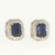Unheated Blue Sapphire Diamond Stud Earrings 14K White Gold