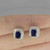 Unheated Blue Sapphire Diamond Stud Earrings 14K White Gold