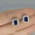 Unheated Blue Sapphire Diamond Stud Earrings 14K White Gold