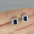 Unheated Blue Sapphire Diamond Stud Earrings 14K White Gold