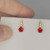Unheated Bright Red Ruby Diamond Studs 14K Yellow Gold 585