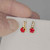 Unheated Bright Red Ruby Diamond Studs 14K Yellow Gold 585