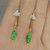 1920s 1930s Art Deco Jade Diamond Drop Earrings Platinum Yellow Gold OPR Jewelry antique imperial jade diamond drop earrings OPR Jewelry