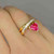 Unheated Pink Sapphire Trillion Cut Diamond Ring