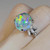 Rainbow Crystal Opal Art Deco Diamond Platinum Ring