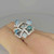 Huge Topaz Aquamarine Diamond 14K Gold Ring
