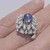 Antique Art Deco Cats Eye Unheated Blue Sapphire Cabochon Diamond 18K Pyramid Ring Antique Art Deco Cats Eye Unheated Blue Sapphire Cabochon Diamond 18K Pyramid Ring