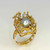 Brutalist Modernist 1970s Unisex Pearl Ring 14K Gold