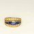 Unheated Ceylon Blue Sapphire Diamond 3 Row 14K Gold Ring