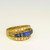 Unheated Ceylon Blue Sapphire Diamond 3 Row 14K Gold Ring