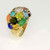 OOAK 14ctw Multistone Dome Ring Gold Rainbow Gems Opal