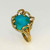 OOAK 1970s Brutalist Turquoise Diamond Modernist 14K Gold Ring