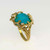 OOAK 1970s Brutalist Turquoise Diamond Modernist 14K Gold Ring