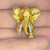 OOAK Elephant 14K Gold Brooch Pendant with Rubies and Diamonds
