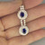 18K Gold Double Drop Blue Sapphire Diamond Halo Luxury Pendant