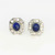 Velvety Blue Unheated Sapphire Diamond Solid 18K Gold Earrings