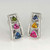 Multicolor Sapphire Diamond Earrings 18K White Gold Pink Blue Green Yellow Rainbow