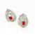 Bright Red Pear Cut Ruby Diamond 14K Stud Earrings