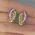 Rainbow Sapphire Tsavorite Diamond Earrings 14K White Gold