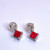 Unheated Square Cut Vivid Red Ruby Diamond Drop Earrings Platinum