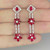 Exceptional Unheated Ruby Diamond Flower Chandelier Earrings 18K Gold