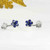 Velvety Deep Blue Sapphire Diamond Flower Earrings 18K Gold