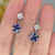 Velvety Deep Blue Sapphire Diamond Flower Earrings 18K Gold