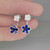 Velvety Deep Blue Sapphire Diamond Flower Earrings 18K Gold