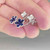 Velvety Deep Blue Sapphire Diamond Flower Earrings 18K Gold