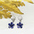 Velvety Deep Blue Sapphire Diamond Flower Earrings 18K Gold