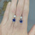 Velvety Deep Blue Sapphire Diamond Flower Earrings 18K Gold