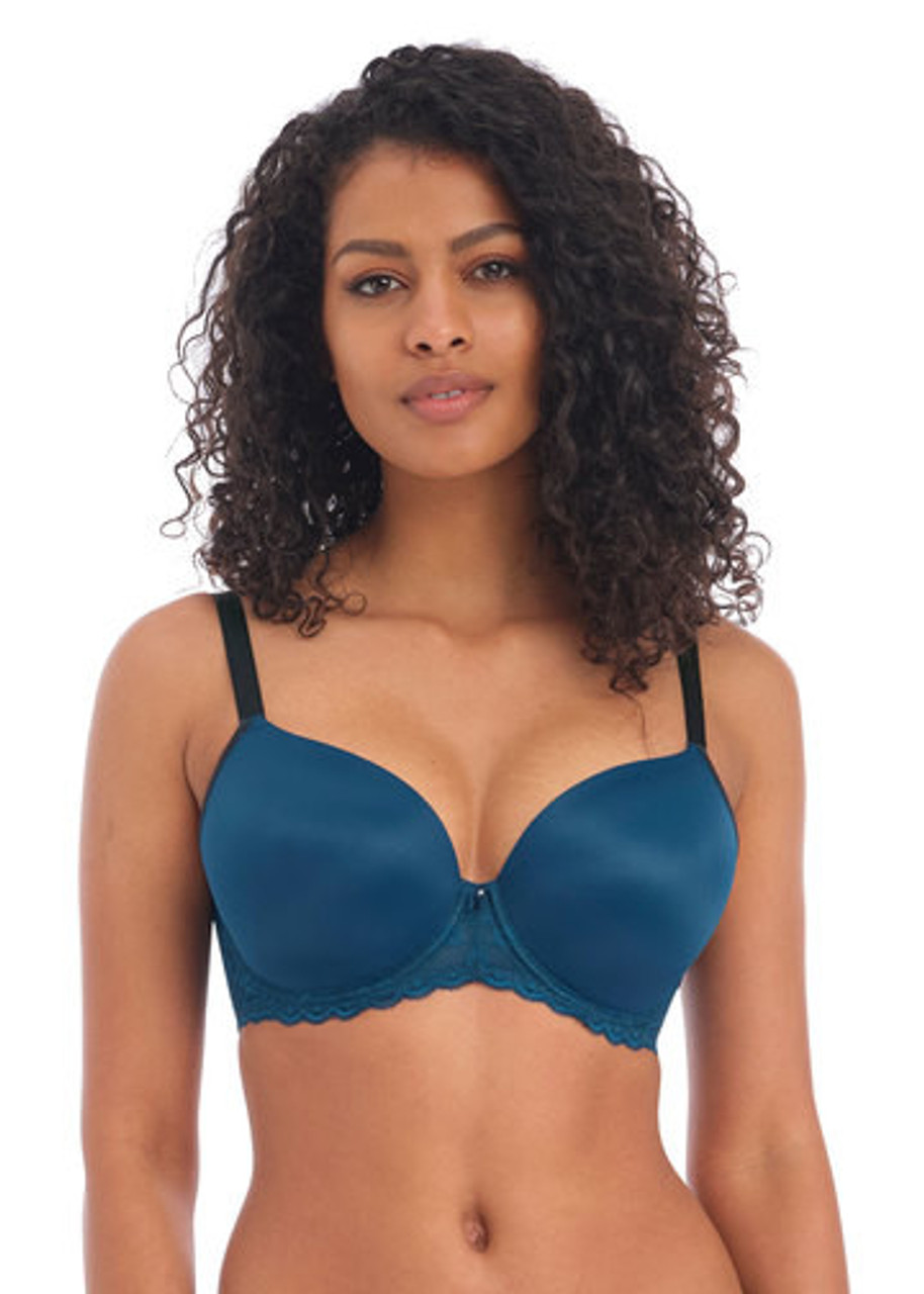 NWT 42F CACIQUE 4932 Navy Blue MODERN LACE Lightly Lined T-SHIRT Underwire  BRA