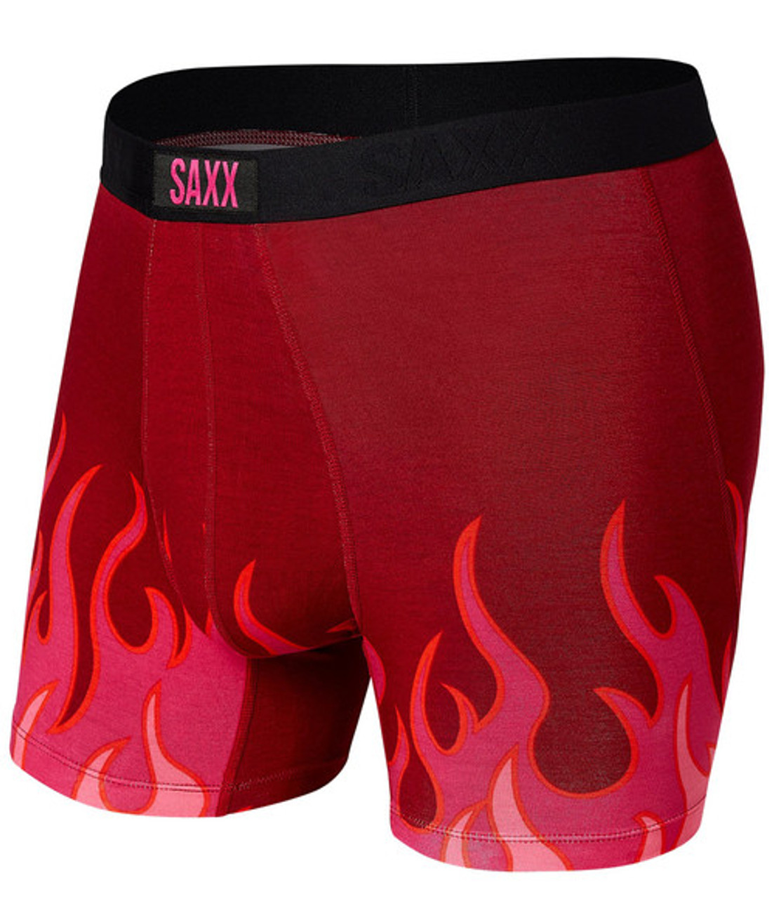 Saxx Mens Kinetic Performance Boxers Underwear Small Rock/Red