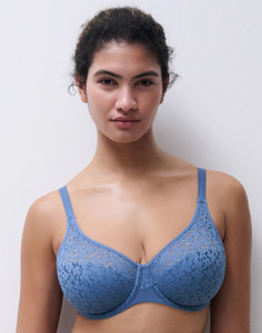 Chantelle Norah Underwire Bra, 13F1 - front view in Ocean Blue.