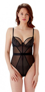 Gossard Sheer Stripe Body Suit - Gossard Sheer Stripe Bodysuit (18809), Black