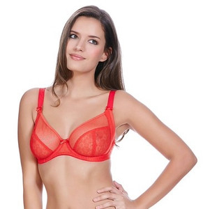 Freya Hero Underwire Plunge Bra, AA1841 - FINAL SALE - front view in Chili Red.