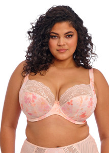 Elomi Lucie Underwire Plunge Bra, EL4490 - close-up in Cosmos print.