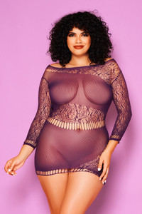 Glitter How You Like That Chemise, 32186X Purple Queen-Size - Purple