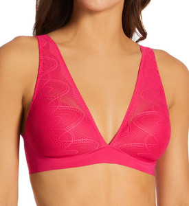 DKNY Lace Comfort Wireless Bra, DK7082, FINAL SALE - front view in Raspberry.
